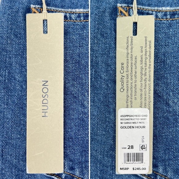 Hudson Reconstructed Skirt Size 28 Cargo Pockets Golden Hour Wash Denim New NWT - Picture 4 of 9